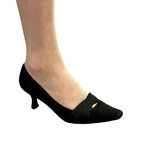 Stuart Weitzman Navy Blue Suede Leather Pointed Toe Kitten Heel Pump 8 W 8.5 - Picture 2 of 13